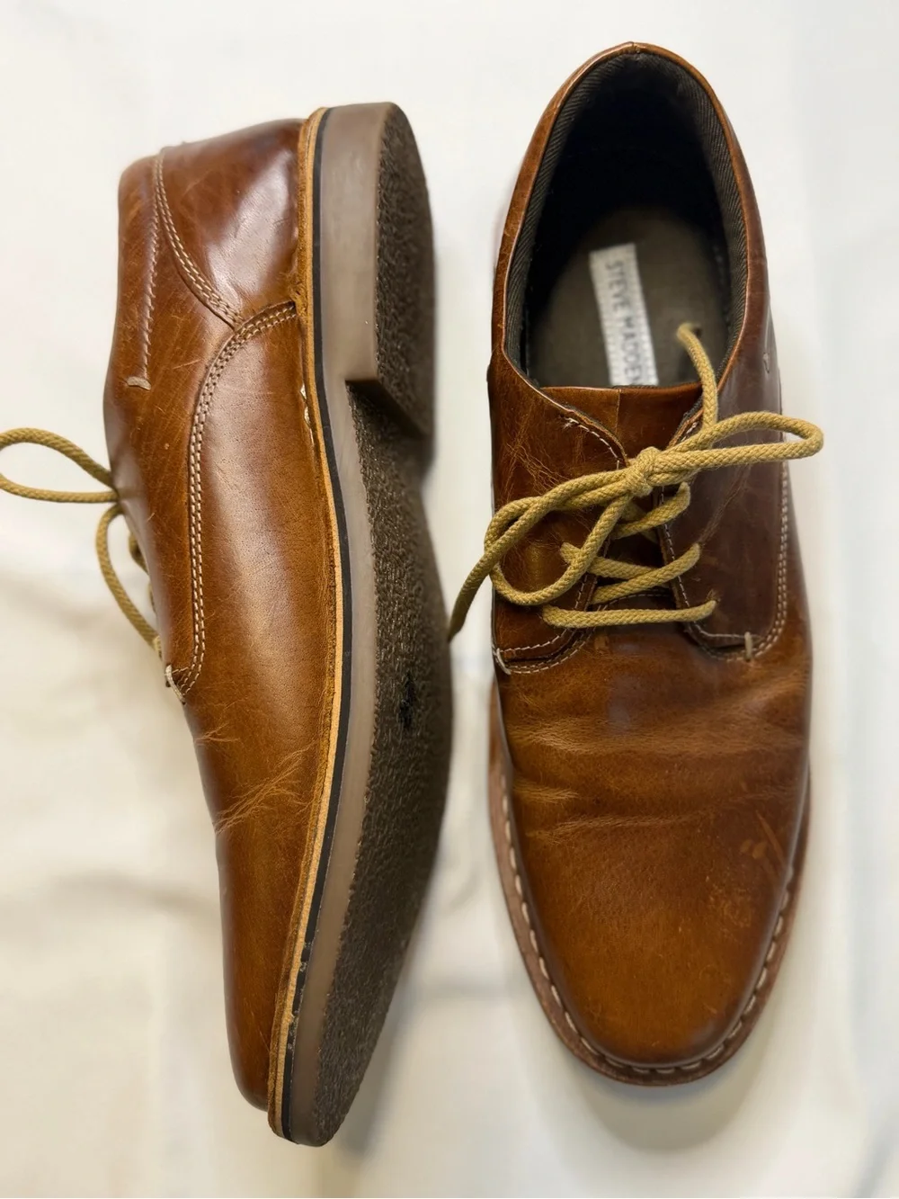 Steve Madden Tan Brown Leather Derby Shoes